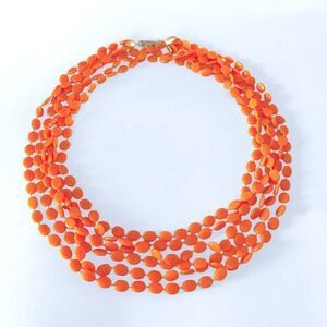 Vintage Hong Kong Orange Plastic Beaded Necklace